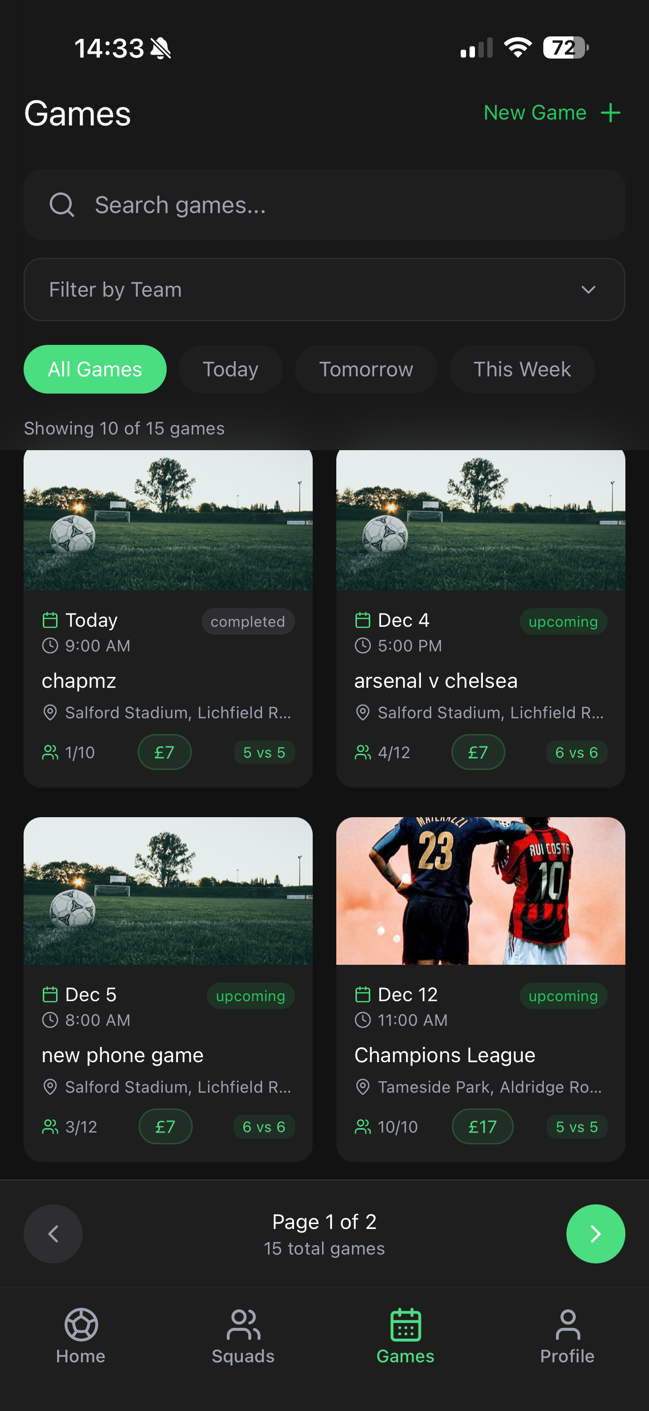 SquadFill App Dashboard